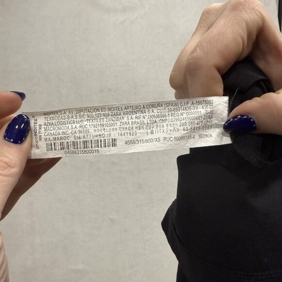 Zara Dress Womens XS Black Strappy Bodycon Midi Ruched Front Slit Evening - Picture 8 of 9